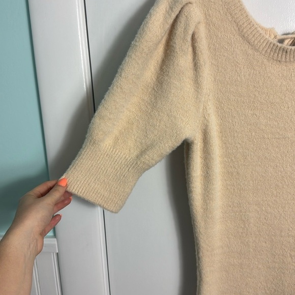 Anthropologie Daily Practice Cream puff Short Sleeve Sweater Mini DRESS Soft XS - Picture 3 of 11